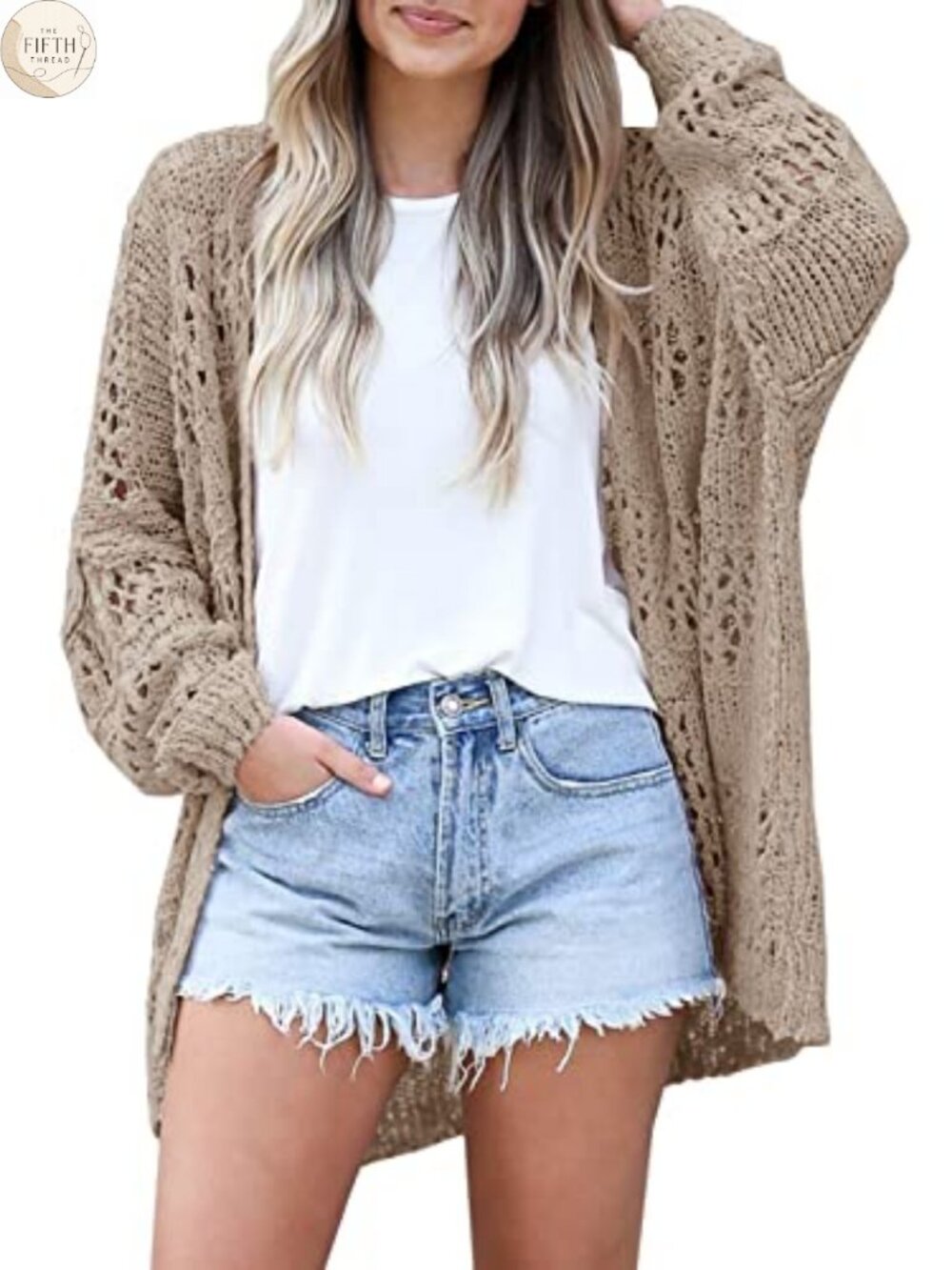 Crochet Knit Cardigan Sweater Lightweight Summer Kimono Long Sleeve